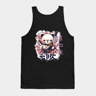 cute japanese teddy bear sakura tree japanese letters Tank Top